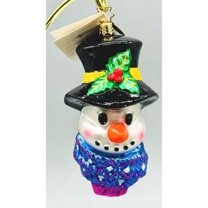 Christopher Radko Frosty Friend Ornament Blue Scarf Black Top Hat 0204260